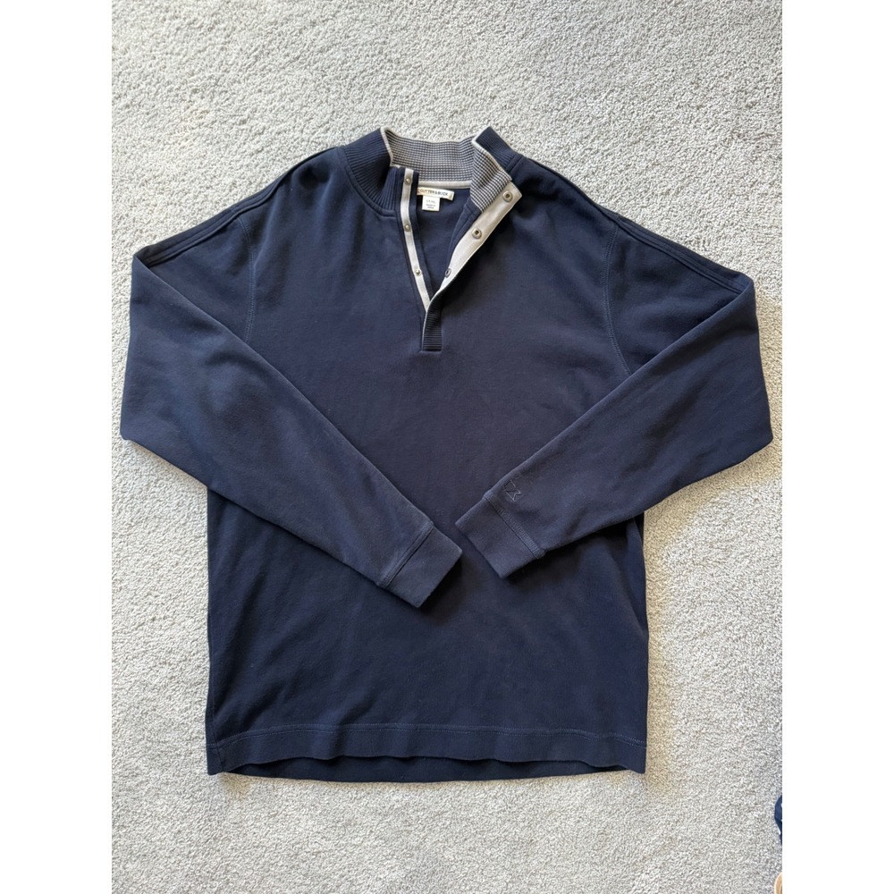 Cutter & Buck Mens LT/XL Navy Blue Quarter Zip Pullover Sweatshirt Supima Cotton